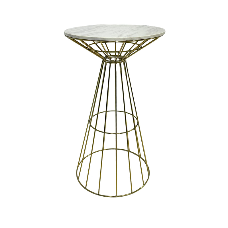 F-HT118-GW Turin high table in white marble top with gold wire frame