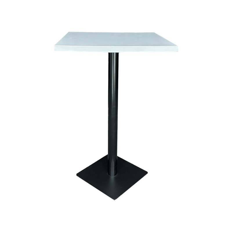 F-HT124-WH Type 1 Dioni high table in white with a black metal base