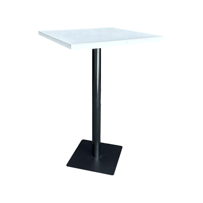 F-HT124-WH Type 1 Dioni high table in white with a black metal base
