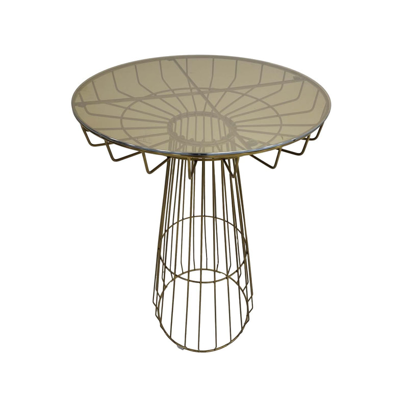 F-HT128-CG Fabian high table with champagne gold plated wire frame