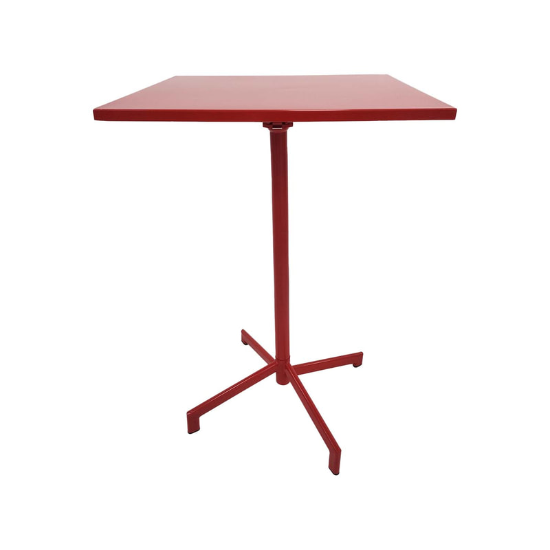  F-HT147-RE Austin high table in red powder coated finish with folding top