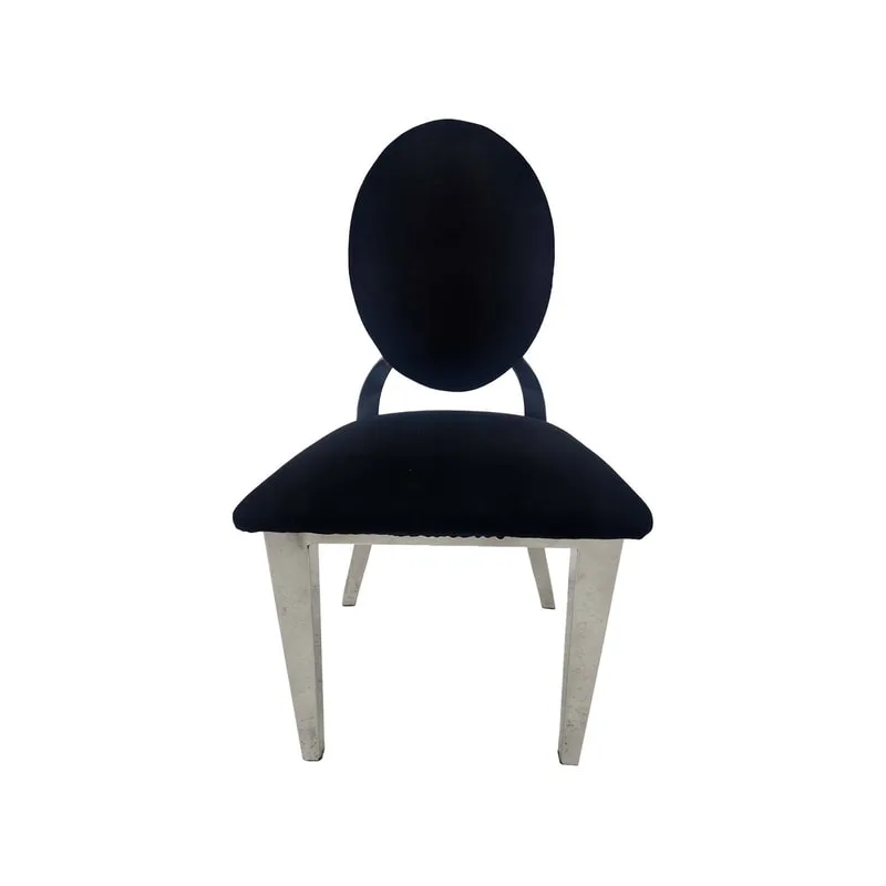 F-KC132-BL Kids silver Dior chair in black fabric with silver plated frame