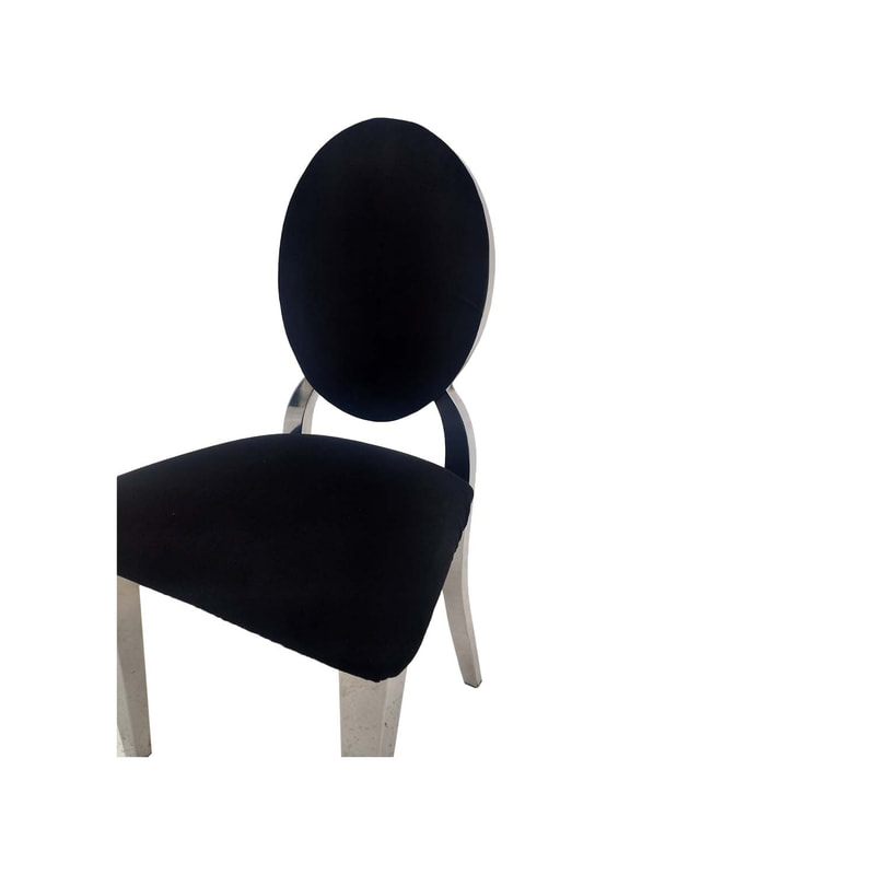 F-KC132-BL Kids silver Dior chair in black fabric with silver plated frame