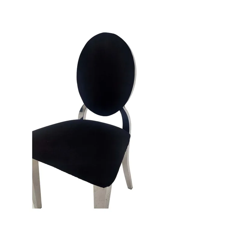 F-KC132-BL Kids silver Dior chair in black fabric with silver plated frame