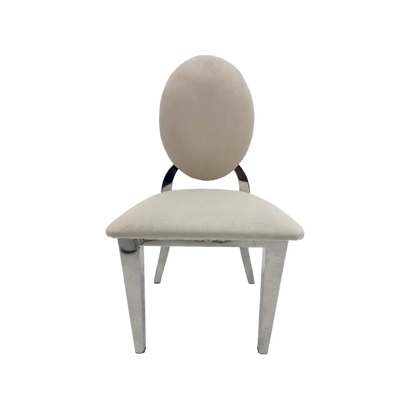 F-KC132-CR Kids silver Dior chair in cream fabric with silver plated frame