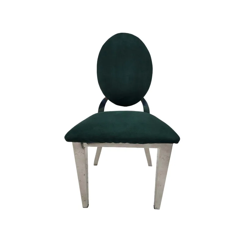 F-KC132-EG Kids silver Dior chair in emerald green fabric with silver plated frame