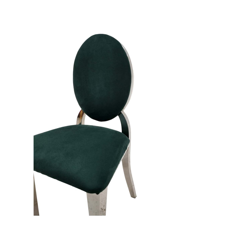 F-KC132-EG Kids silver Dior chair in emerald green fabric with silver plated frame