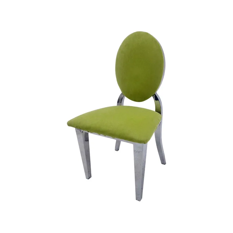 F-KC132-GL Kids silver Dior chair in lime green fabric with silver plated frame