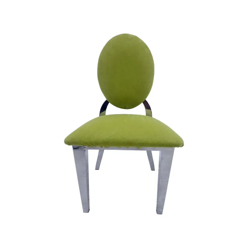 F-KC132-GL Kids silver Dior chair in lime green fabric with silver plated frame