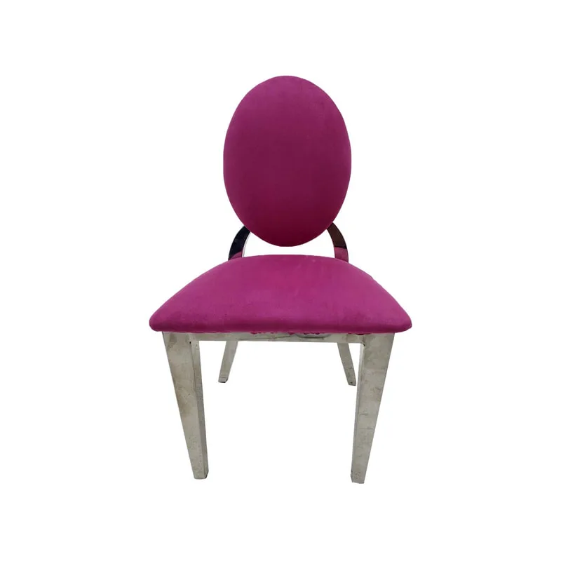 F-KC132-HP Kids silver Dior chair in hot pink fabric with silver plated frame