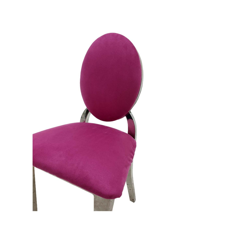 F-KC132-HP Kids silver Dior chair in hot pink fabric with silver plated frame