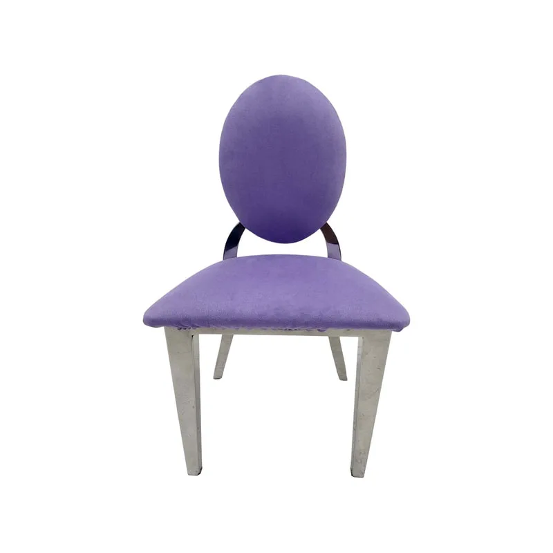 F-KC132-LL Kids silver Dior chair in lilac fabric with silver plated frame