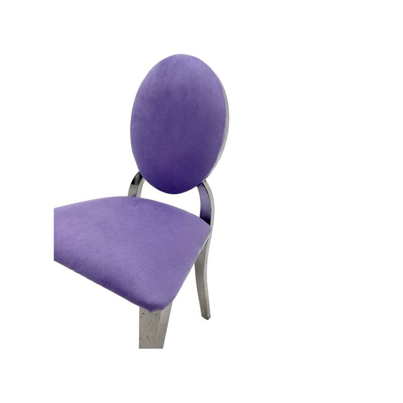 F-KC132-LL Kids silver Dior chair in lilac fabric with silver plated frame