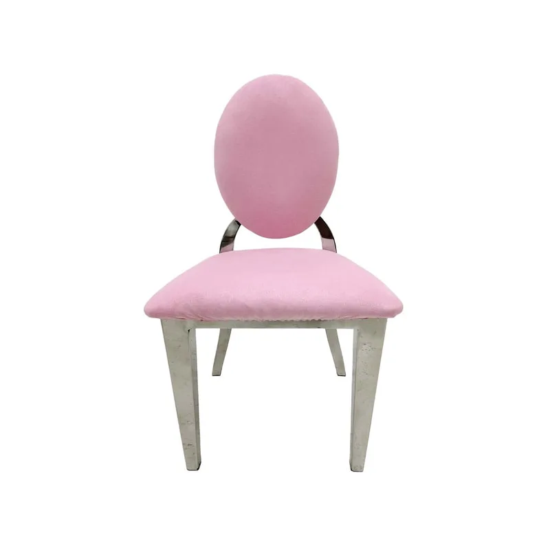F-KC132-LP Kids silver Dior chair in light pink fabric with silver plated frame