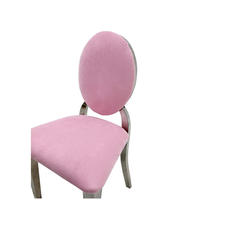 F-KC132-LP Kids silver Dior chair in light pink fabric with silver plated frame