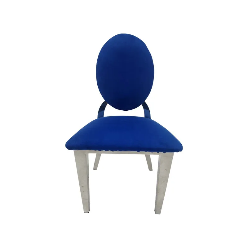 F-KC132-MB Kids silver Dior chair in midnight blue fabric with silver plated frame