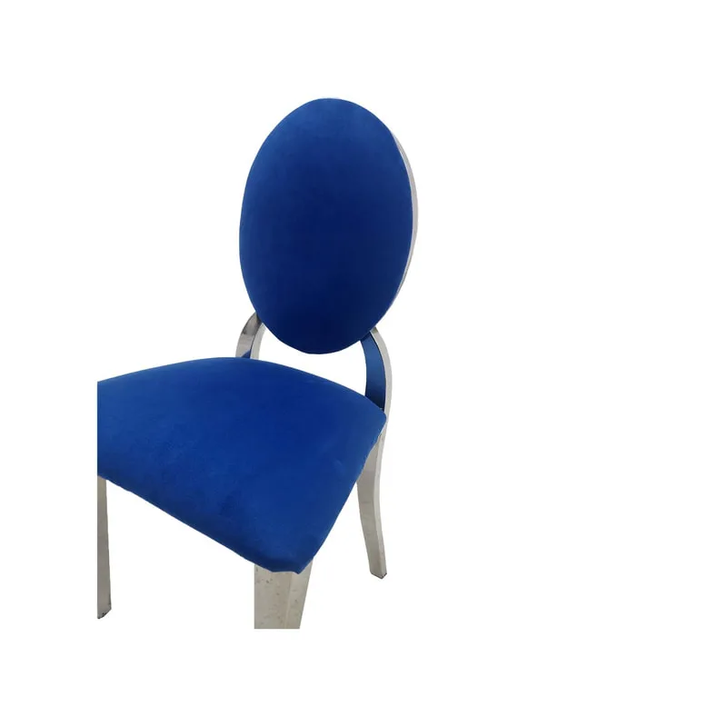 F-KC132-MB Kids silver Dior chair in midnight blue fabric with silver plated frame