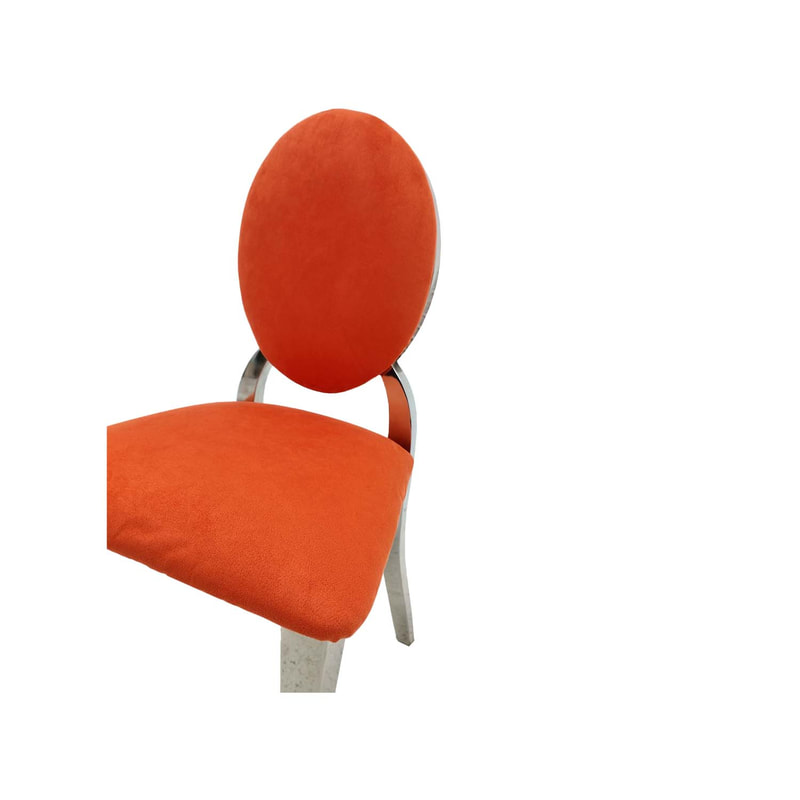 F-KC132-OR Kids silver Dior chair in orange fabric with silver plated frame