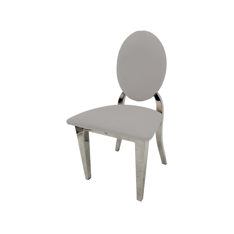 F-KC132-SI Kids silver Dior chair in silver fabric with silver plated frame