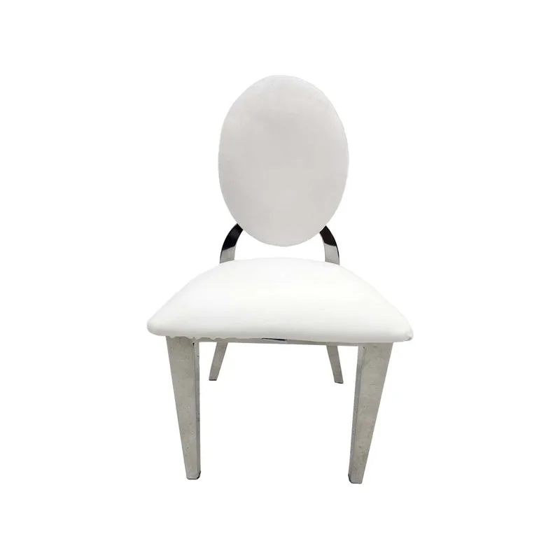F-KC132-WH Kids silver Dior chair with white leatherette seat pads