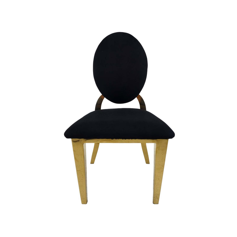 F-KC133-BL Kids gold Dior chair in black fabric with gold plated frame