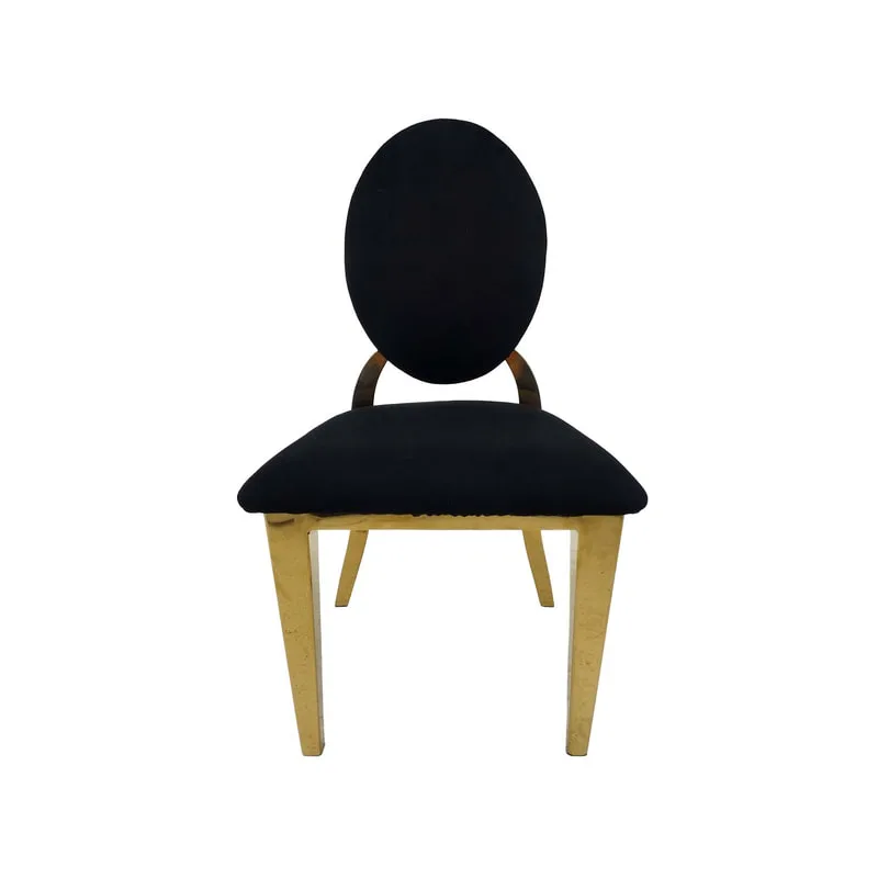 F-KC133-BL Kids gold Dior chair in black fabric with gold plated frame