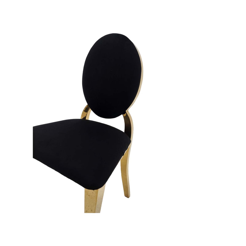 F-KC133-BL Kids gold Dior chair in black fabric with gold plated frame