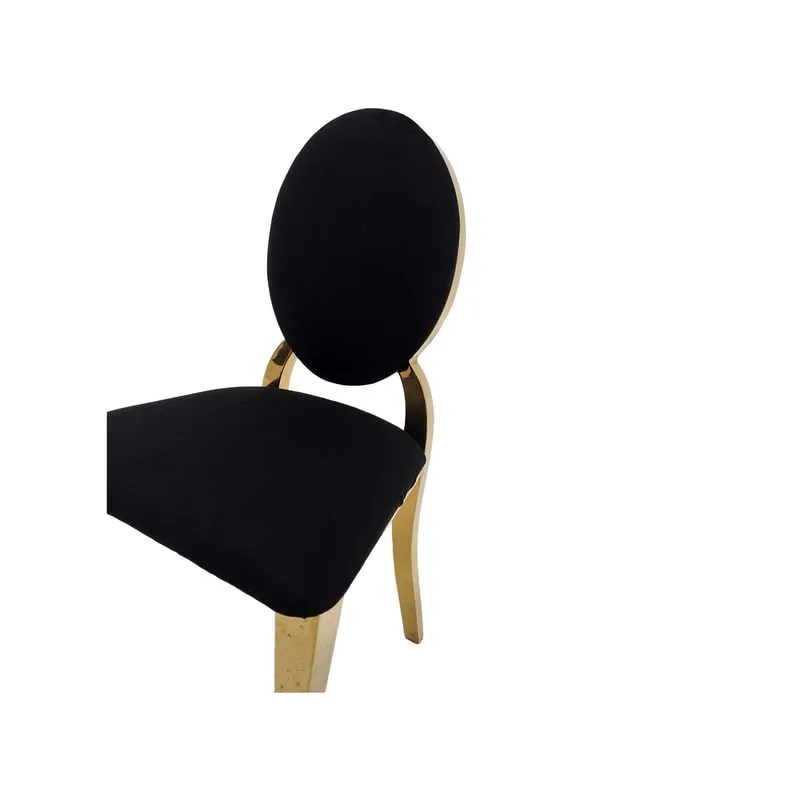 F-KC133-BL Kids gold Dior chair in black fabric with gold plated frame