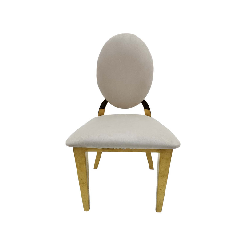 F-KC133-CR Kids gold Dior chair in cream fabric with gold plated frame
