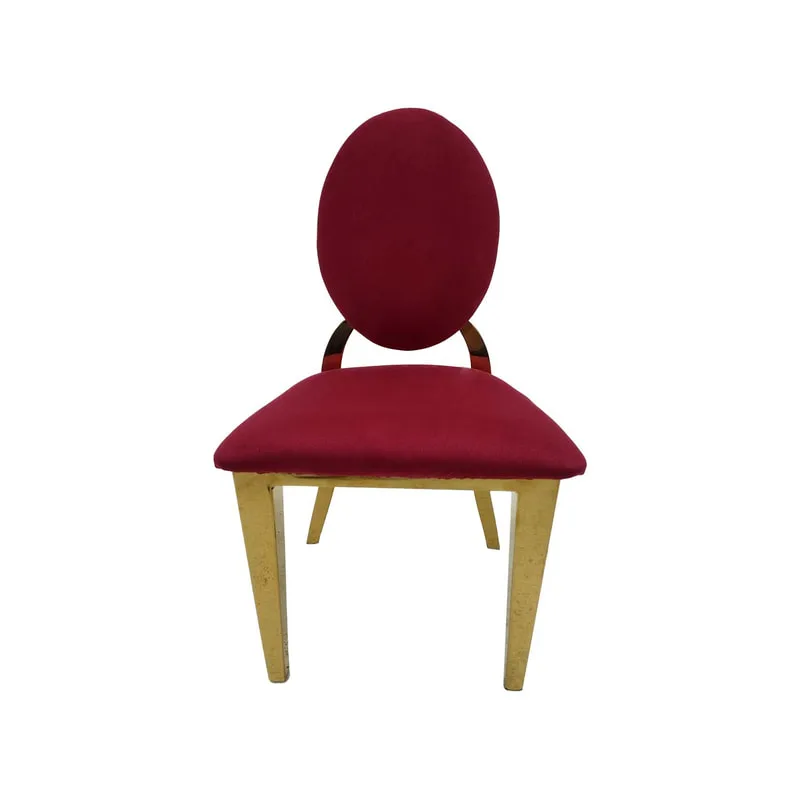 F-KC133-DR Kids gold Dior chair in dark red fabric with gold plated frame