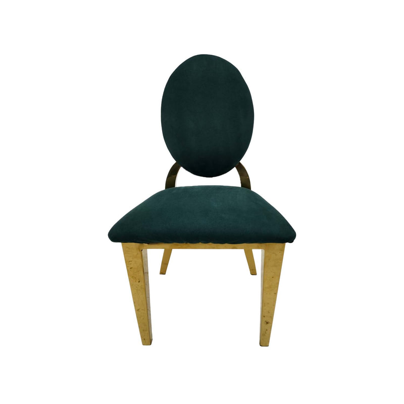 F-KC133-EG Kids gold Dior chair in emerald green fabric with gold plated frame