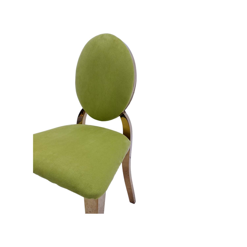 F-KC133-GL Kids gold Dior chair in lime green fabric with gold plated frame