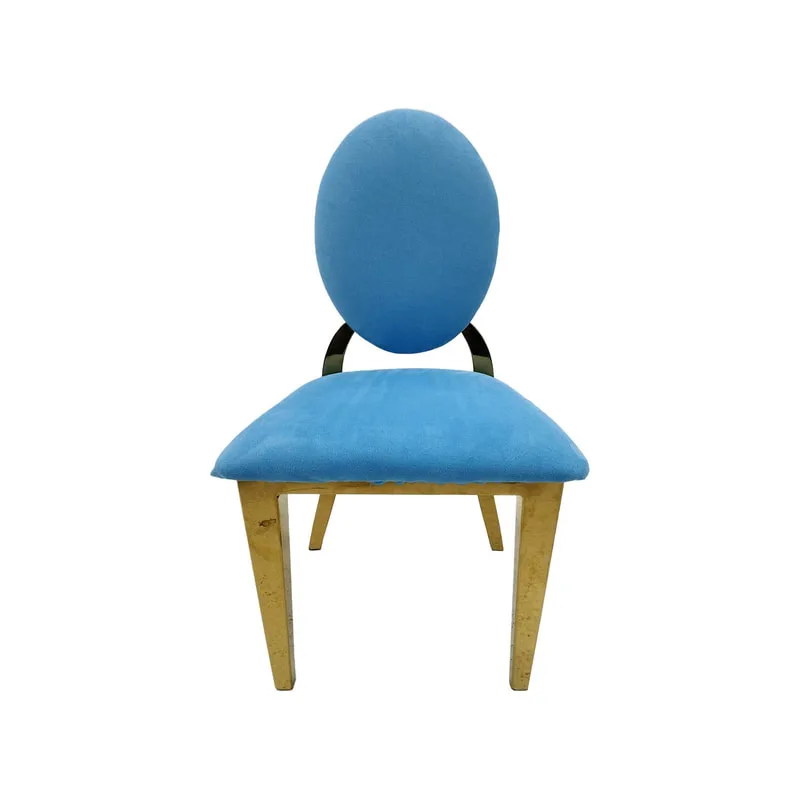 F-KC133-LB Kids gold Dior chair in light blue fabric with gold plated frame