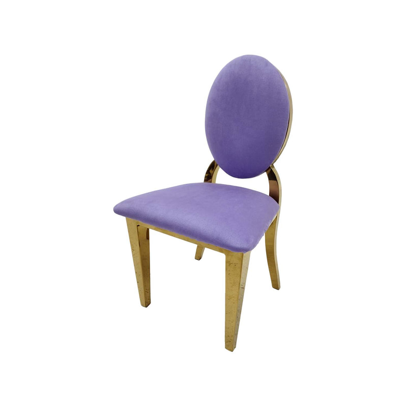 F-KC133-LL Kids gold Dior chair in lilac fabric with gold plated frame