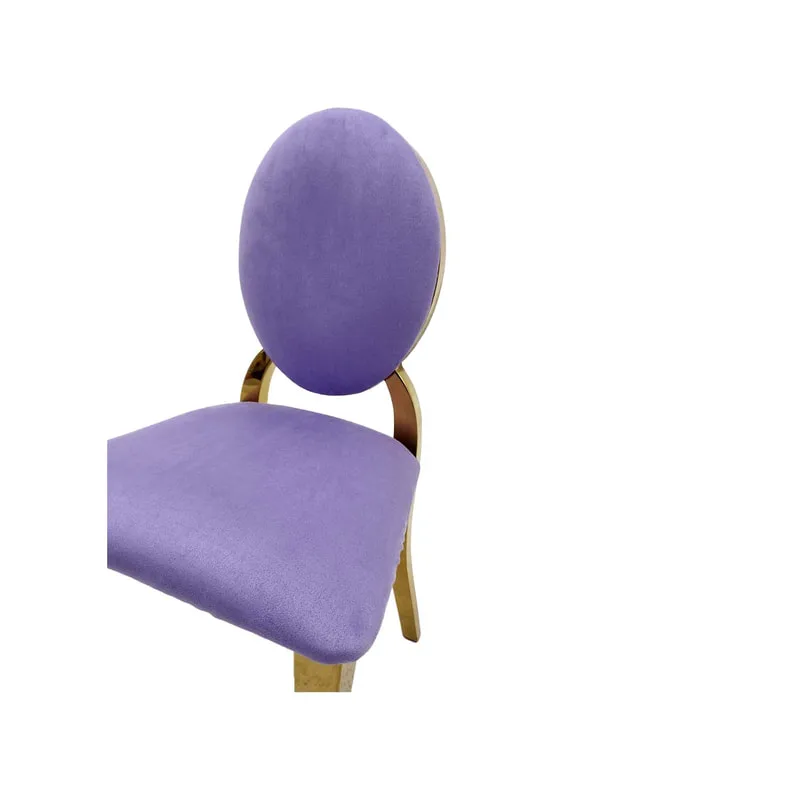 F-KC133-LL Kids gold Dior chair in lilac fabric with gold plated frame
