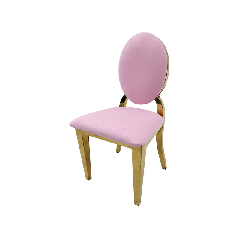 F-KC133-LP Kids gold Dior chair in light pink fabric with gold plated frame