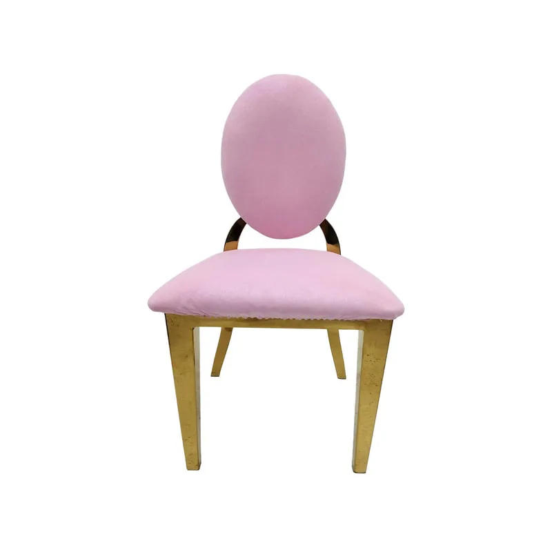 F-KC133-LP Kids gold Dior chair in light pink fabric with gold plated frame