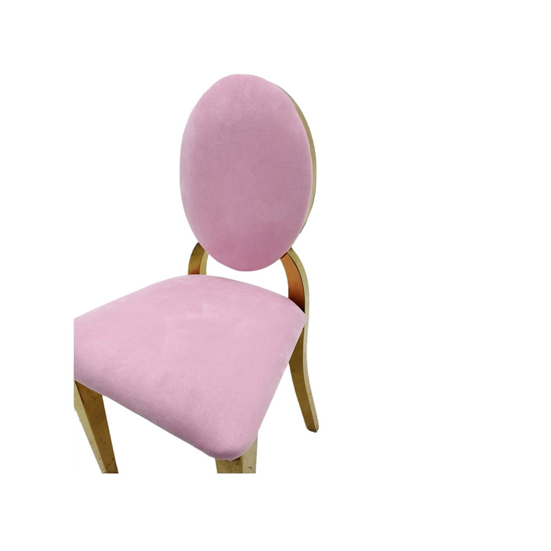F-KC133-LP Kids gold Dior chair in light pink fabric with gold plated frame