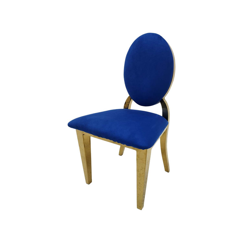 F-KC133-MB Kids gold Dior chair in hot midnight blue with gold plated frame