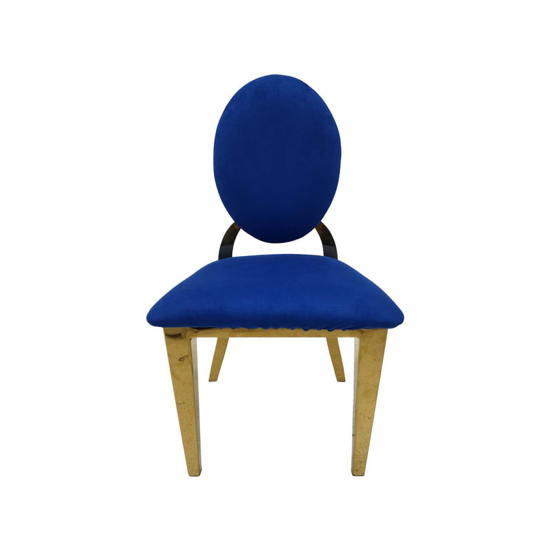 F-KC133-MB Kids gold Dior chair in hot midnight blue with gold plated frame