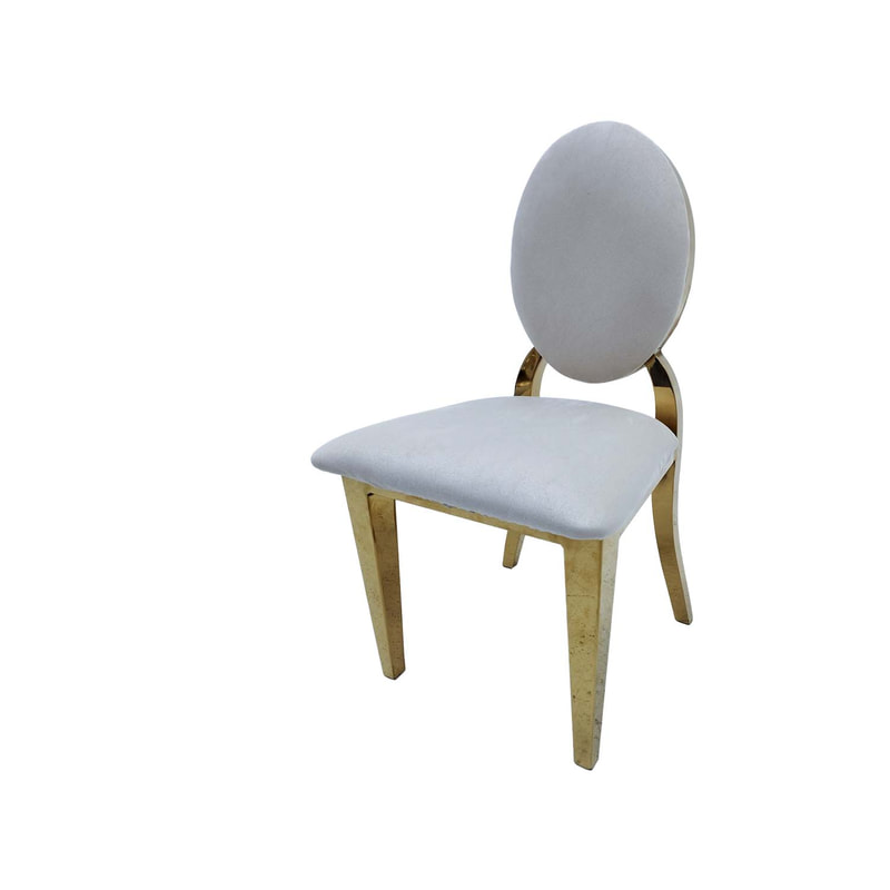 F-KC133-SI Kids gold Dior chair in silver fabric with gold plated frame
