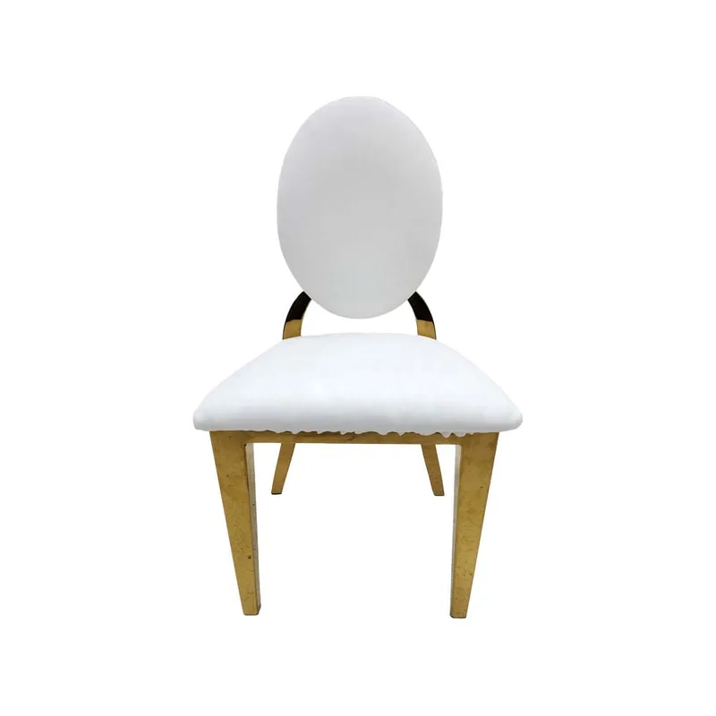 F-KC133-WH Kids gold Dior chair with white leatherette seat pads