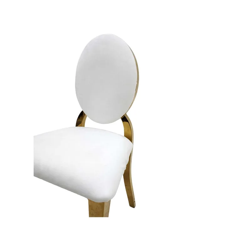 F-KC133-WH Kids gold Dior chair with white leatherette seat pads