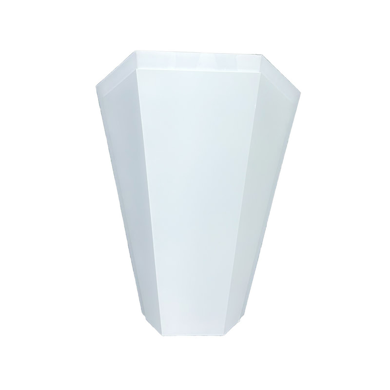 F-LE104-WH Type 4 lectern polygon in white paint finish with an acrylic top