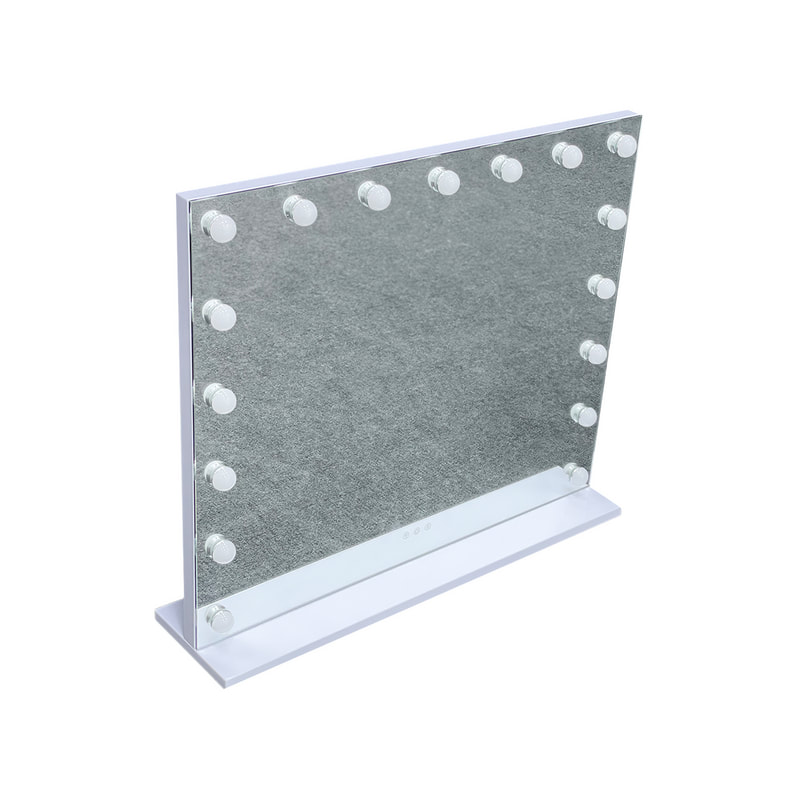 F-MI101-WH Darina table top mirror in white with LED bulbs