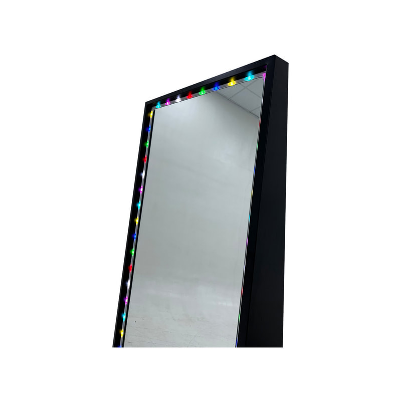 F-MI102-BL Kayami full height mirror in black with LED strip