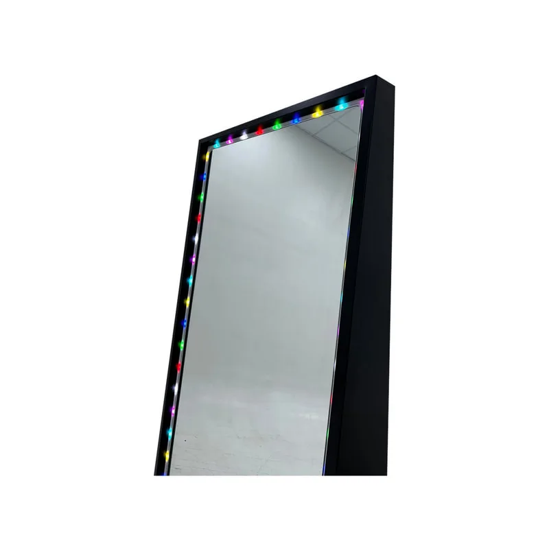 F-MI102-BL Kayami full height mirror in black with LED strip