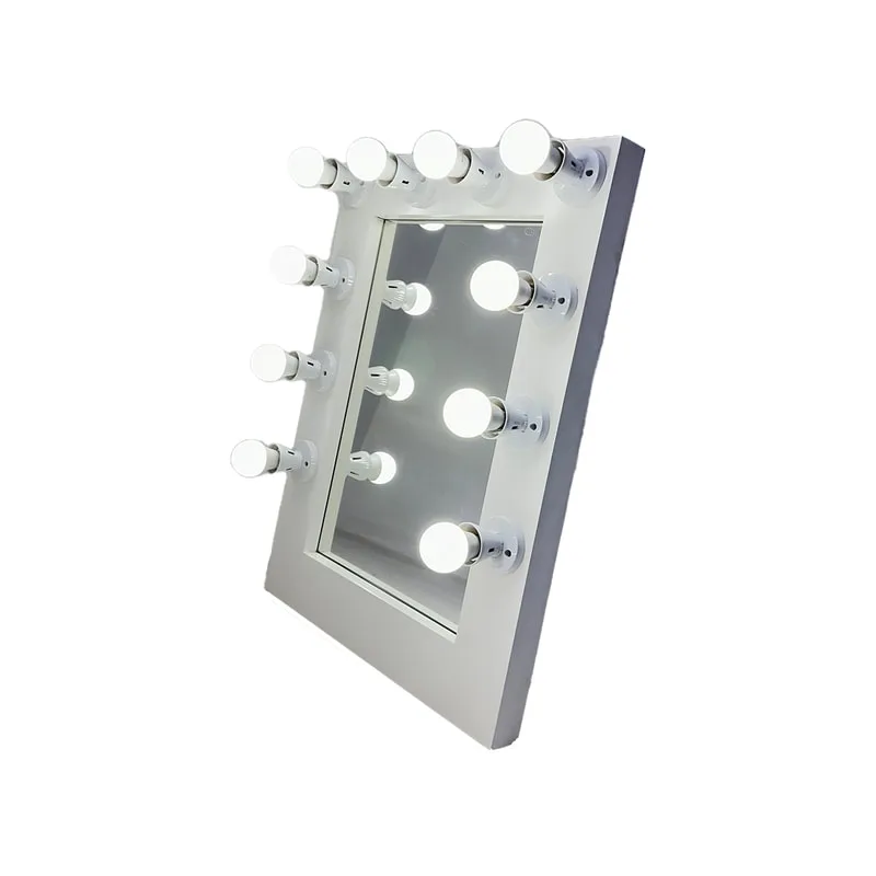 F-MI103-WH Tamara table top mirror in white with LED bulbs