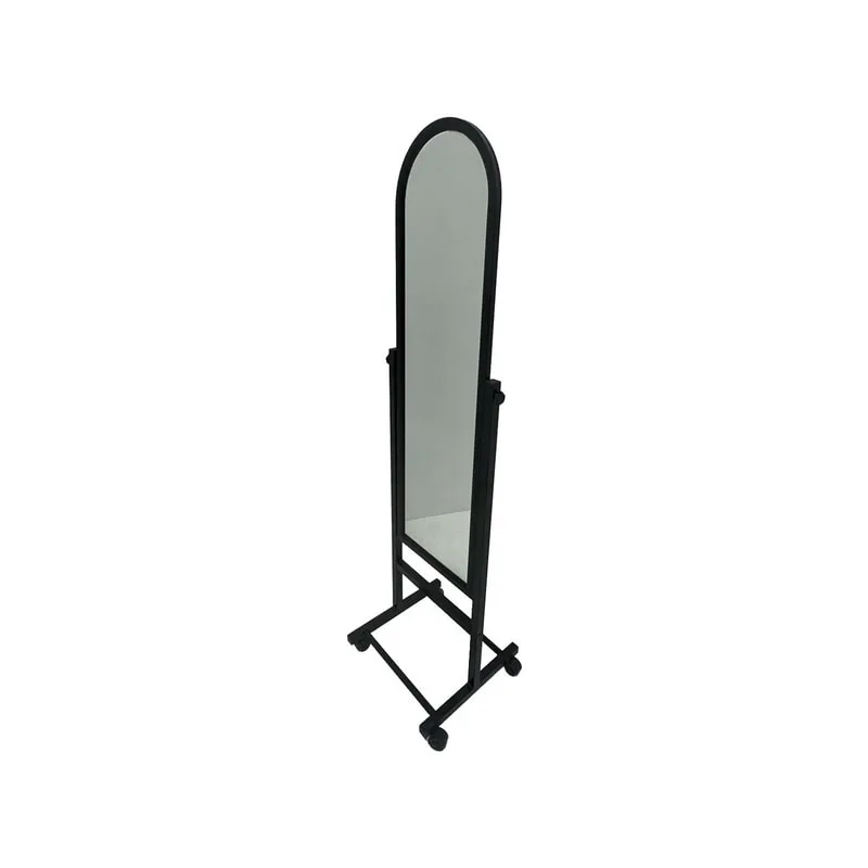 F-MI152-BL Inge full height mirror with a black metal frame on wheels