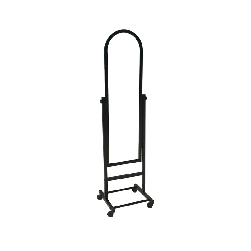 F-MI152-BL Inge full height mirror with a black metal frame on wheels